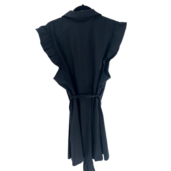 Women's Forever 21+ Black Flutteer Sleeve Woven Shirt Dress Size 3X - Picture 7 of 7